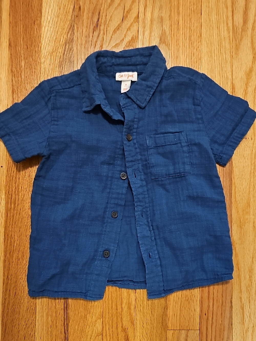 Cat & Jack Navy Blue Short-Sleeve Button-Up Shirt for Kids